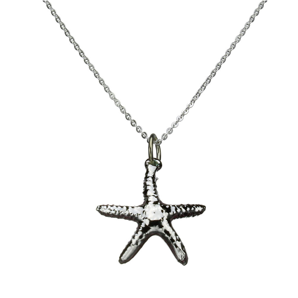 Silver-Plated Starfish Pendant Sterling Silver Cable Chain Necklace