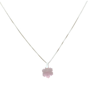Pink Glass Snowflake Pendant Sterling Silver Box Chain Italy