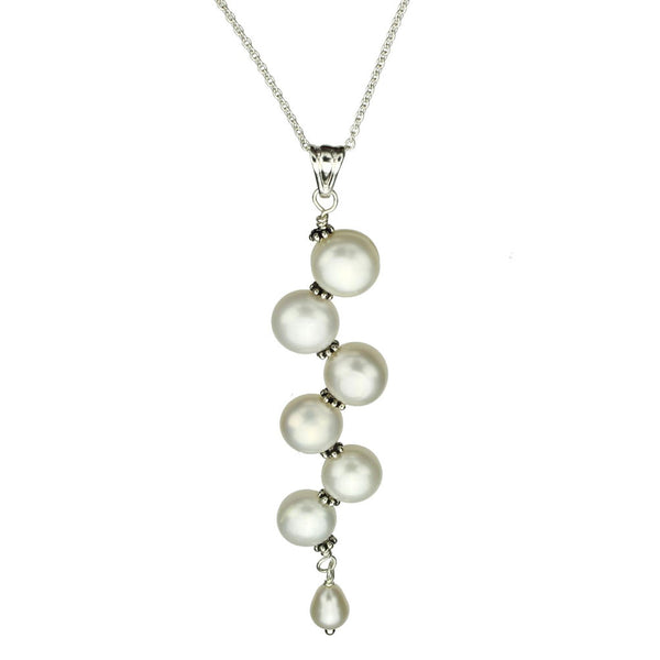 Freshwater Cultured Pearl Journey Pendant Sterling Silver Cable Chain Necklace