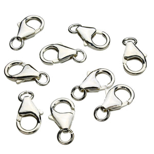 Sterling Silver Pear Shape 10mm Trigger Lobster Claw Clasps Open Jump Ring Italy