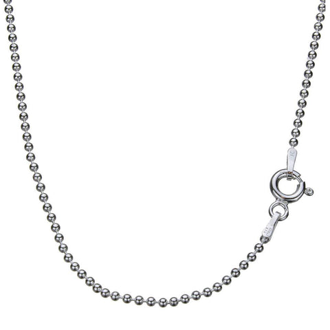 Sterling Silver 1.5mm Bead Ball Nickel Free Chain Necklace Italy 