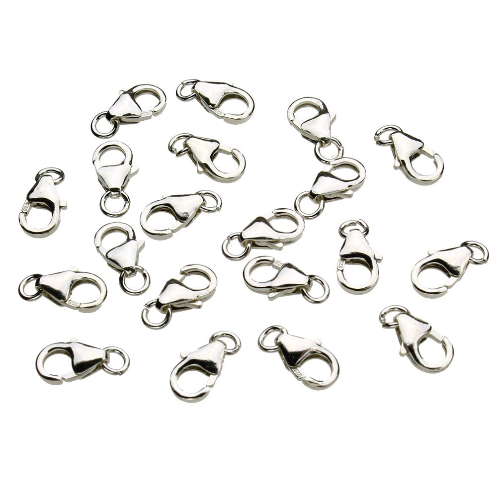 Sterling Silver Pear Shape 8mm Trigger Lobster Claw Clasps Open Jump Ring Italy