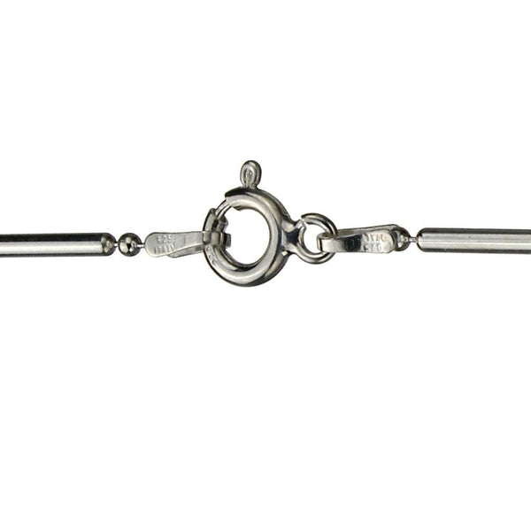 Sterling Silver Bead Bar Ball Chain Bracelet Italy, 7.5 inches