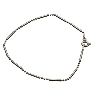 Sterling Silver Bead Bar Ball Chain Bracelet Italy, 7.5 inches
