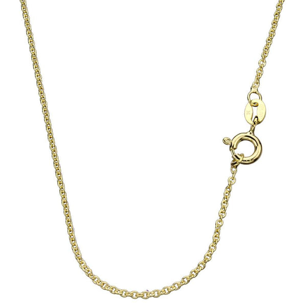 18k Gold-Flashed Sterling Silver 1.3mm Fine Cable Nickel Free Chain Necklace Italy 14 inches - 24 inches