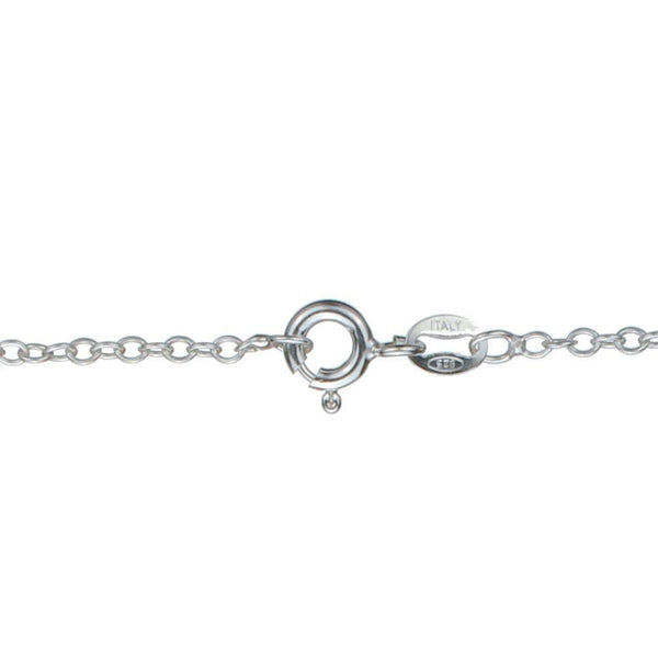 Sterling Silver Clover Link Station Cable Chain  Necklace Italy