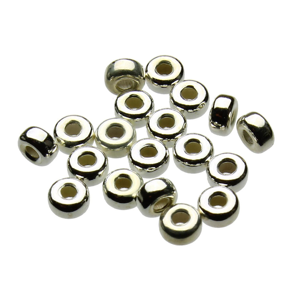 Sterling Silver 4mm Rondell Donut Spacer Beads Heishi Italy