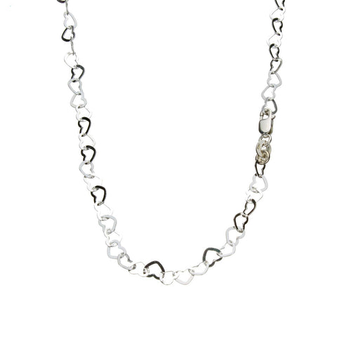 Flat Heart Sterling Silver Nickel Free Chain Necklace Italy