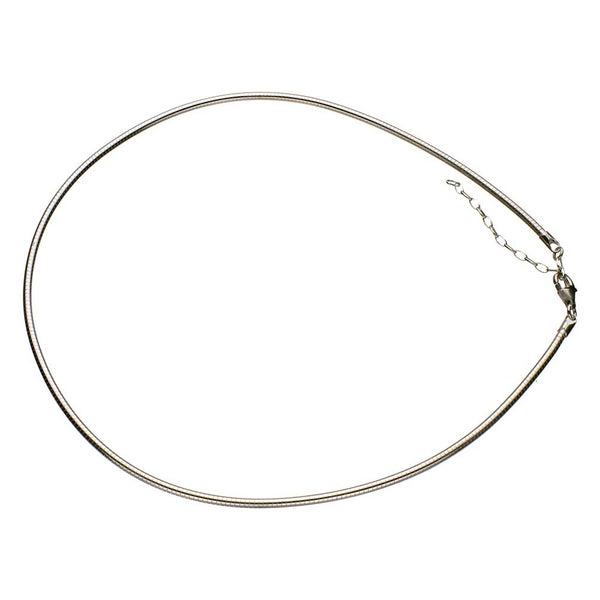 Sterling Silver 2.3mm Omega Nickel Free Chain Necklace Italy, 16 inches+2 inches Extender