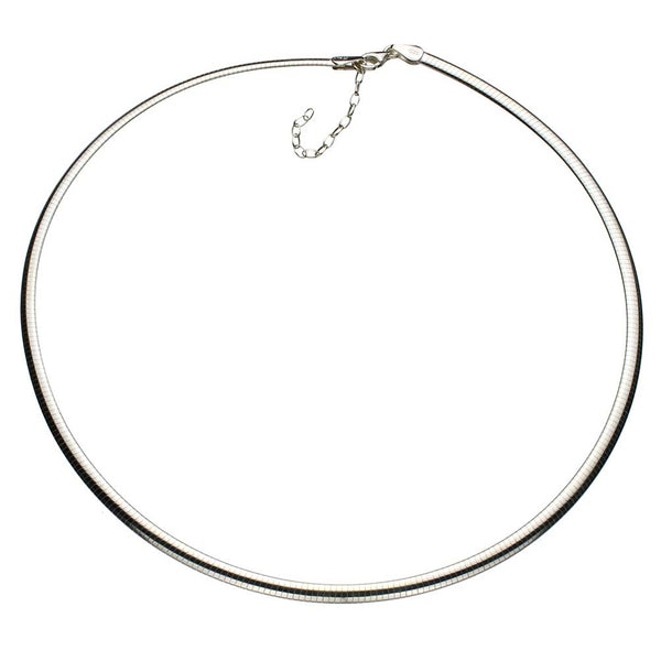 Sterling Silver 3.5mm Flat Oval Domed Omega Chain Necklace Italy 16 inches+2 inches Extender