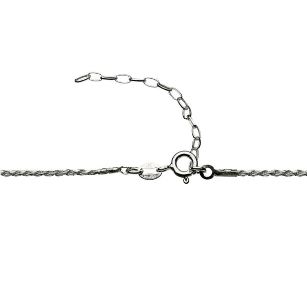 Sterling Silver Hammered Ring Station Link Long 1.5mm Diamond-Cut Rope Chain Necklace Italy 26+2 inches inches