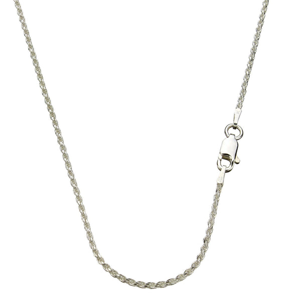 Aqua Murano-style Glass Heart Pendant Sterling Silver Diamond-Cut Rope Chain Necklace